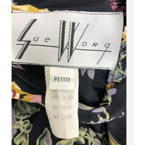 Sue Wong Vintage 90s Black Floral Maxi Dress – Size Small - Picture 2 of 8